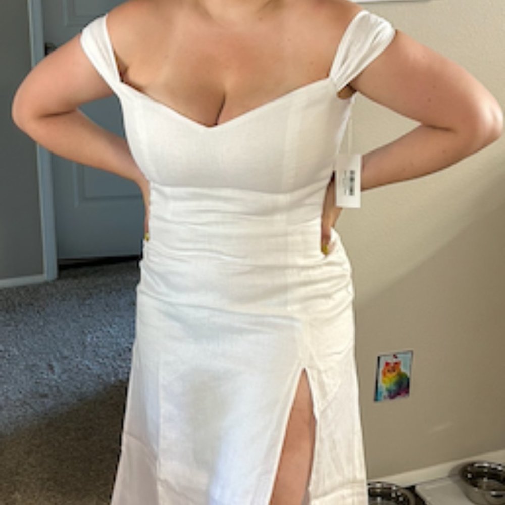 NWT White Linen Reformation Dress  Bridgton Linen Dress (Size 12)